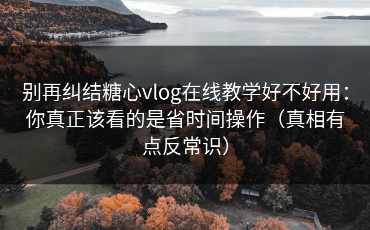 别再纠结糖心vlog在线教学好不好用：你真正该看的是省时间操作（真相有点反常识）