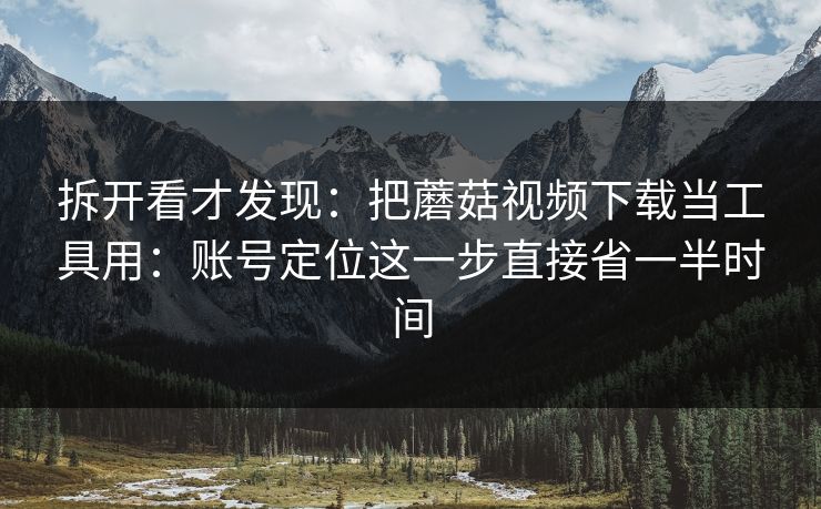 拆开看才发现：把蘑菇视频下载当工具用：账号定位这一步直接省一半时间