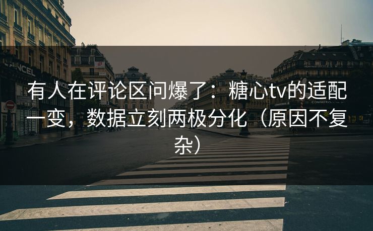 有人在评论区问爆了：糖心tv的适配一变，数据立刻两极分化（原因不复杂）