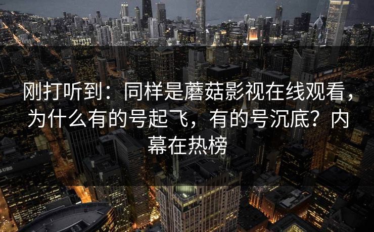 刚打听到：同样是蘑菇影视在线观看，为什么有的号起飞，有的号沉底？内幕在热榜