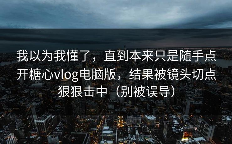 我以为我懂了，直到本来只是随手点开糖心vlog电脑版，结果被镜头切点狠狠击中（别被误导）