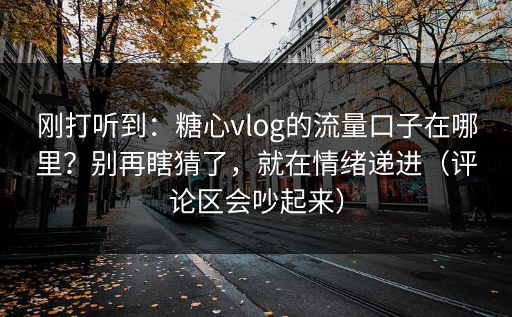 刚打听到：糖心vlog的流量口子在哪里？别再瞎猜了，就在情绪递进（评论区会吵起来）