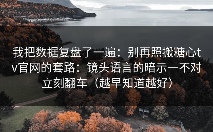 我把数据复盘了一遍：别再照搬糖心tv官网的套路：镜头语言的暗示一不对立刻翻车（越早知道越好）