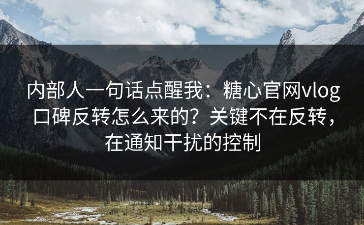 内部人一句话点醒我：糖心官网vlog口碑反转怎么来的？关键不在反转，在通知干扰的控制